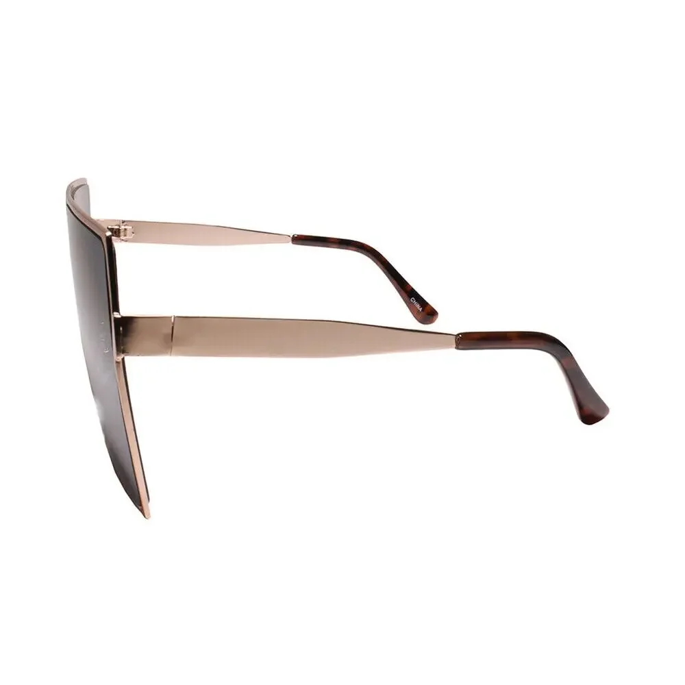 Contemporary Glam XXL Oversized Metal Square Gold Sunglasses Women